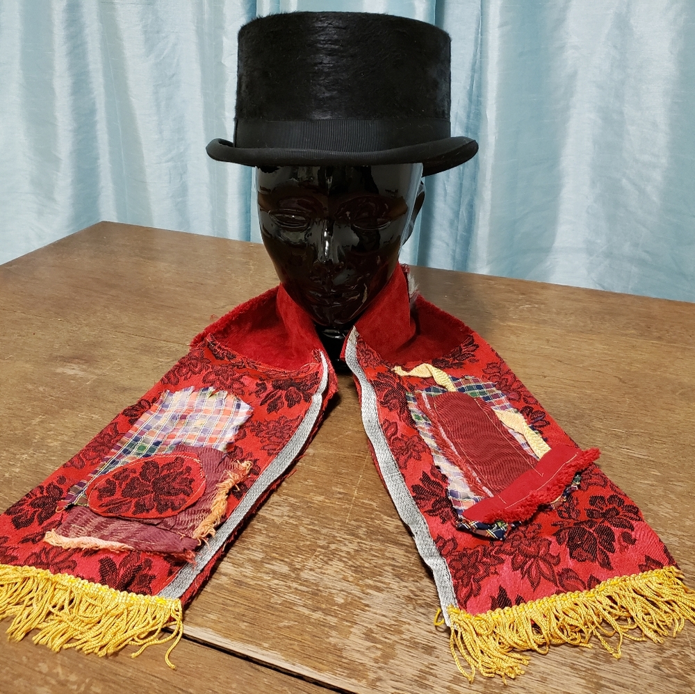 Handmade Patchwork Scarf Textile Collage Piece Corduroy Backed